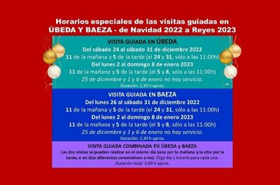 Horarios de las visitas guiadas de Navidad 2022 a Reyes 2023 - Tu visita a Úbeda y Baeza